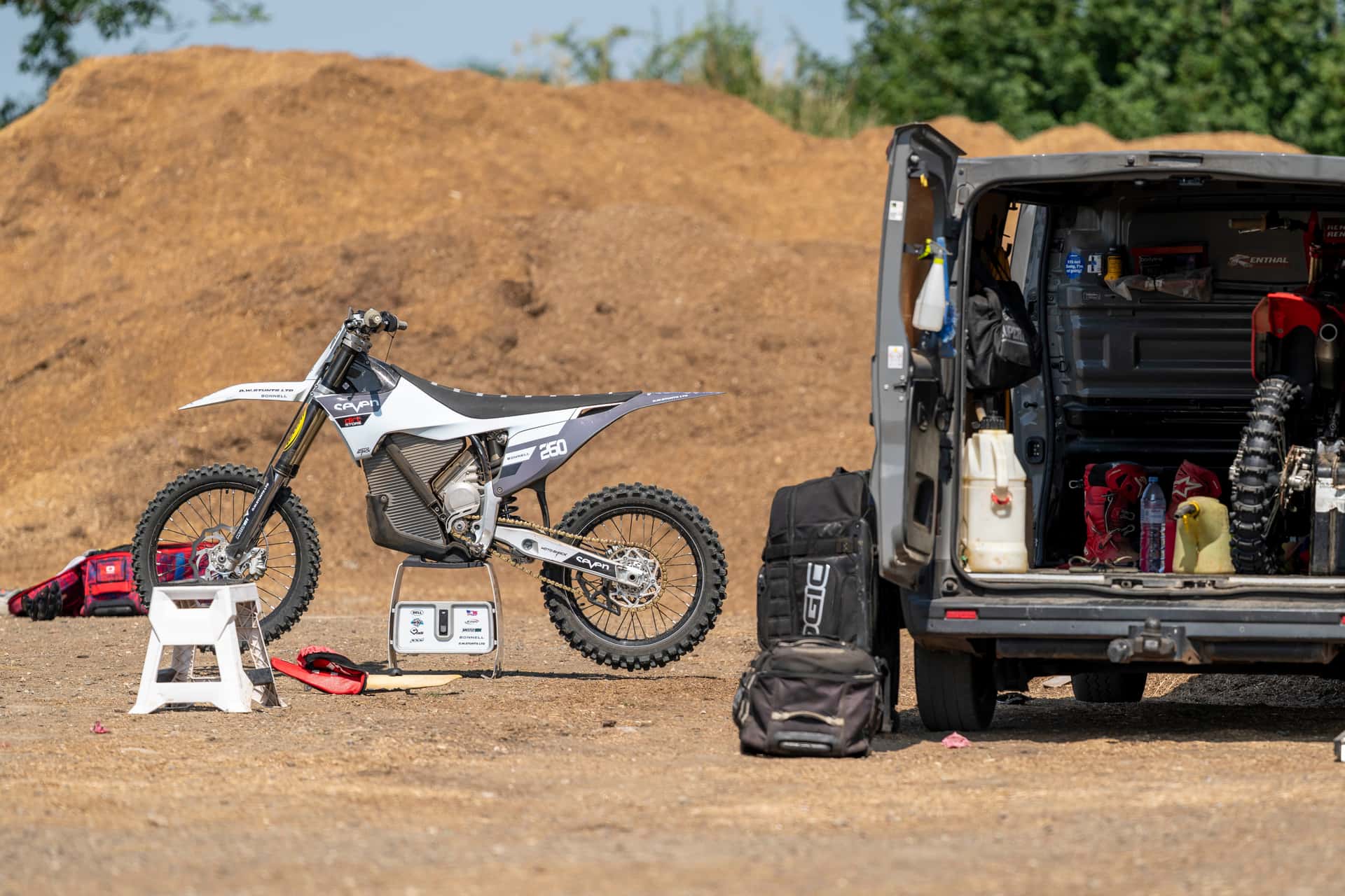 Motocross rider wearing helmet